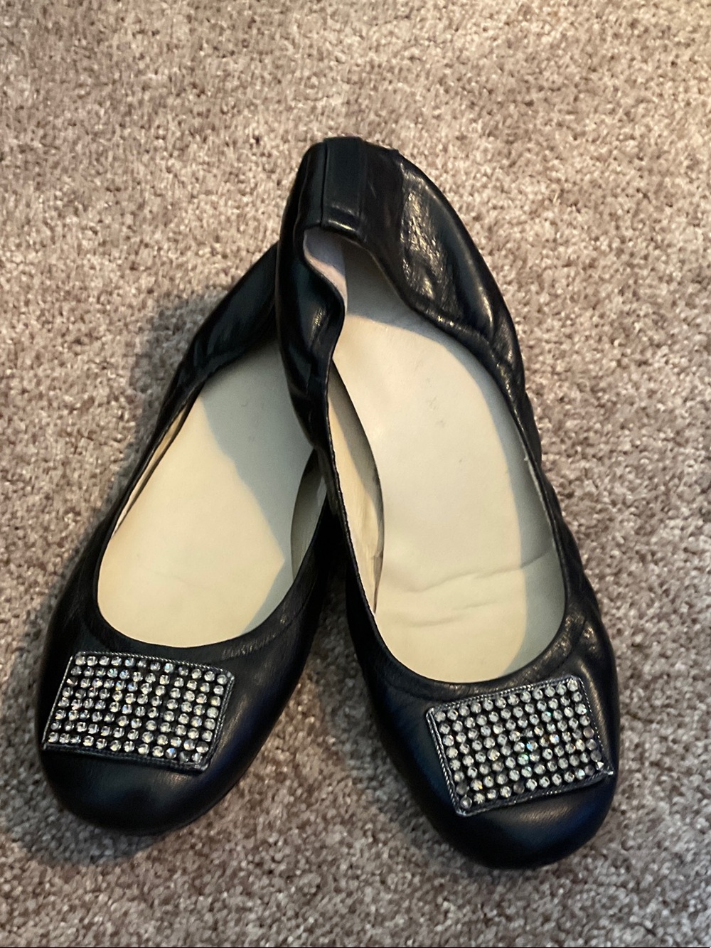 Ivanka Trump Black Rhinestone Studded Ballet Flats